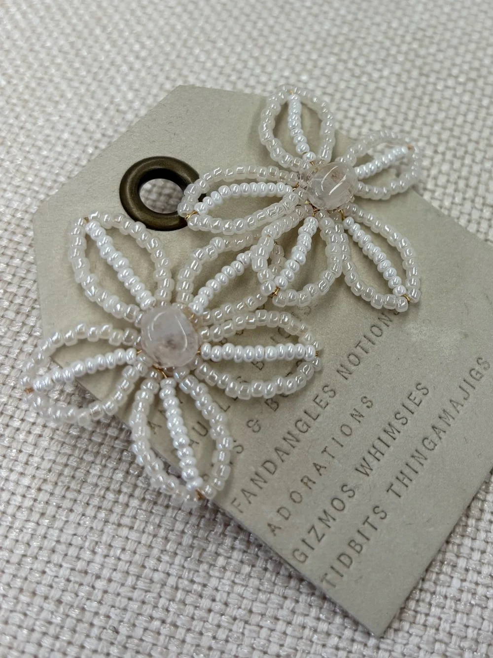 Anthropologie Extra Small Beaded Floral Post Earrings